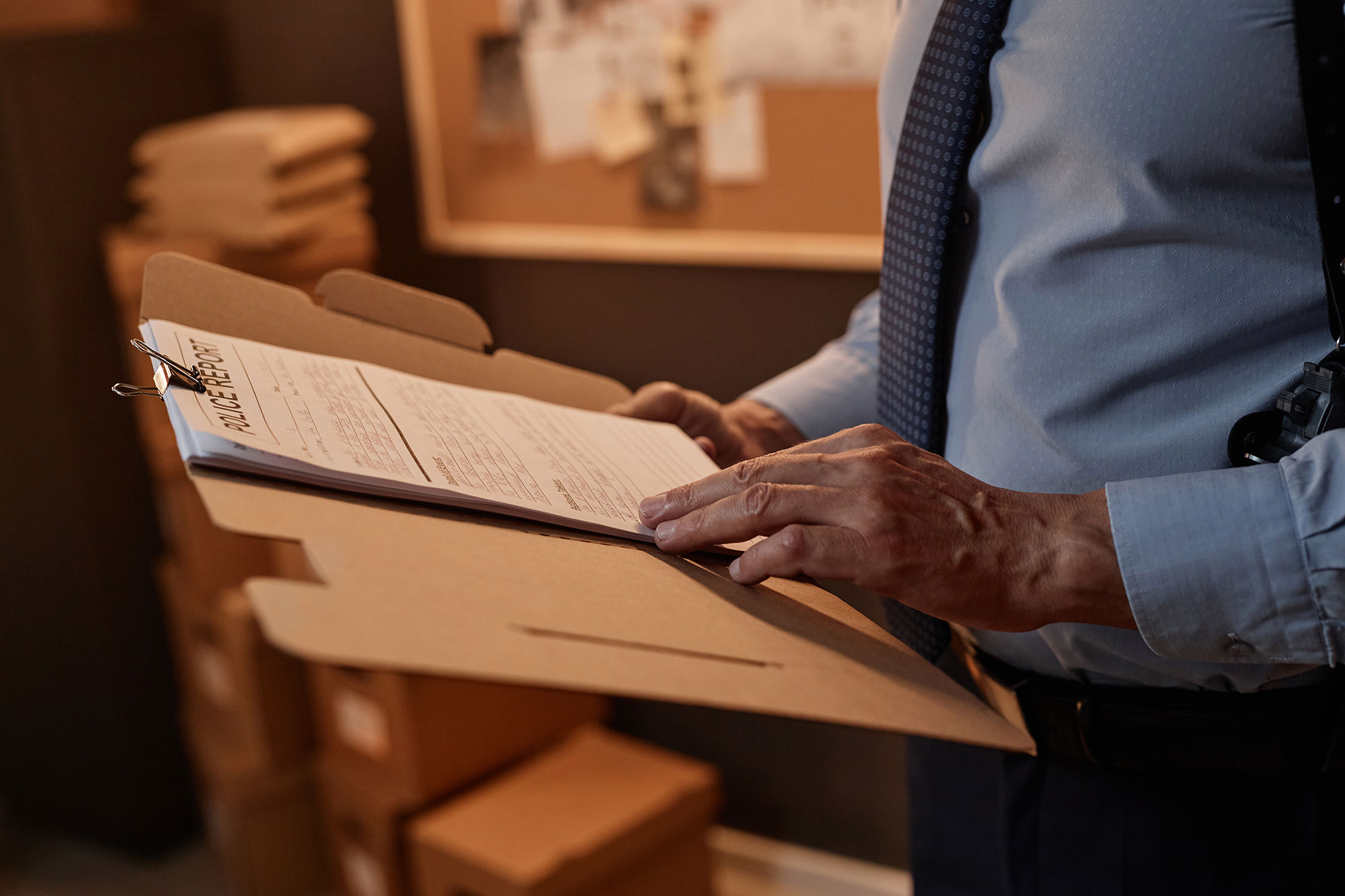 police detective reading file
